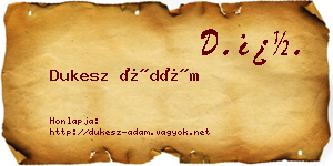 Dukesz Ádám névjegykártya
